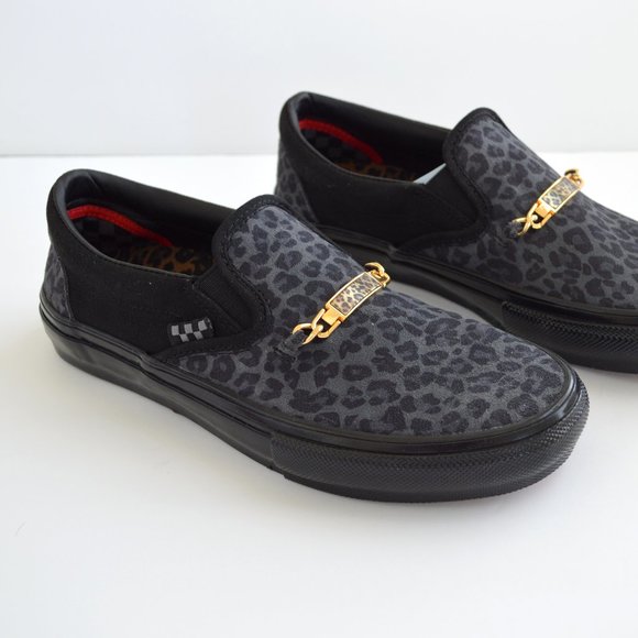 VANS SKATE SLIP ON CHER STRAUBERRY CHEETAH GRAY BLACK SNEAKER SHOES NEW - Picture 3 of 8